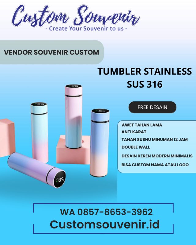 Merchandise Tumbler Souvenir Seminar Unik & Custom Grafir