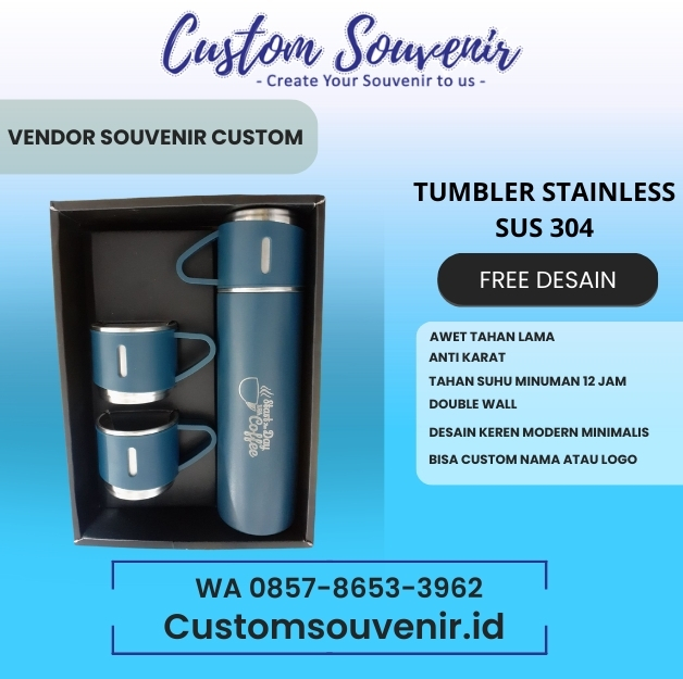 Tumbler Stainless Custom Souvenir untuk merchandise Seminar