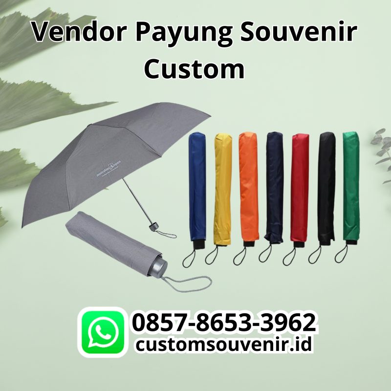 Cetak payung lipat custom logo dan nama untuk souvenir