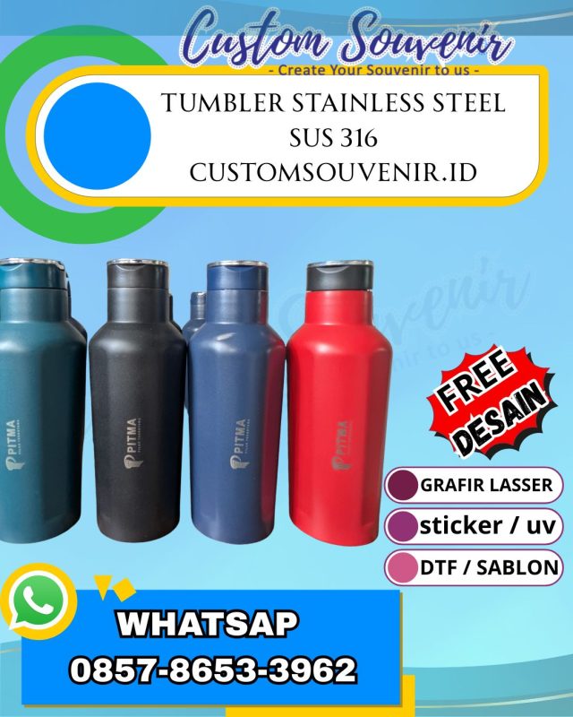 Souvenir Tumbler Stainless Steel SUS 316 untuk Promosi Brand