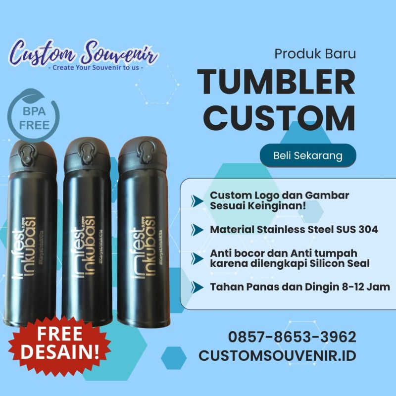 Cetak Logo Tumbler Stainless Custom Untuk Souvenir