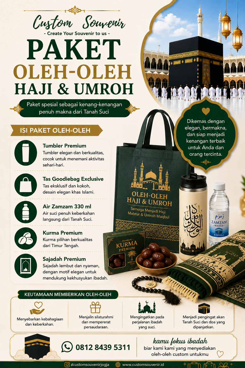 oleh oleh umroh, tumbler custom, grosir souvenir, sajadah travel, tasbih digital, kado umroh, Paket Oleh-oleh Haji & Umroh | Souvenir Umroh Custom Jogja